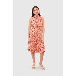Nanette Lepore Fade Out Pink Floral Sleeveless Pleated Midi Dress